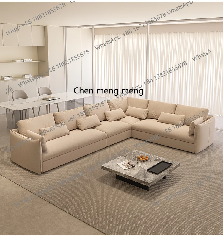 

Large corner sofa Large flat layer combination matte sofa, corner combination set sofa Cream wind sofa