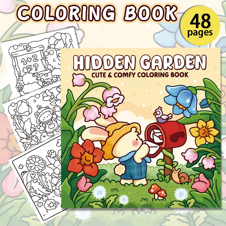 Hidden Garden Coloring Books, Magical Scenes, Easy Coloring, For Home Parent - Child DIY, Relax, Unwind, Boost Creativity