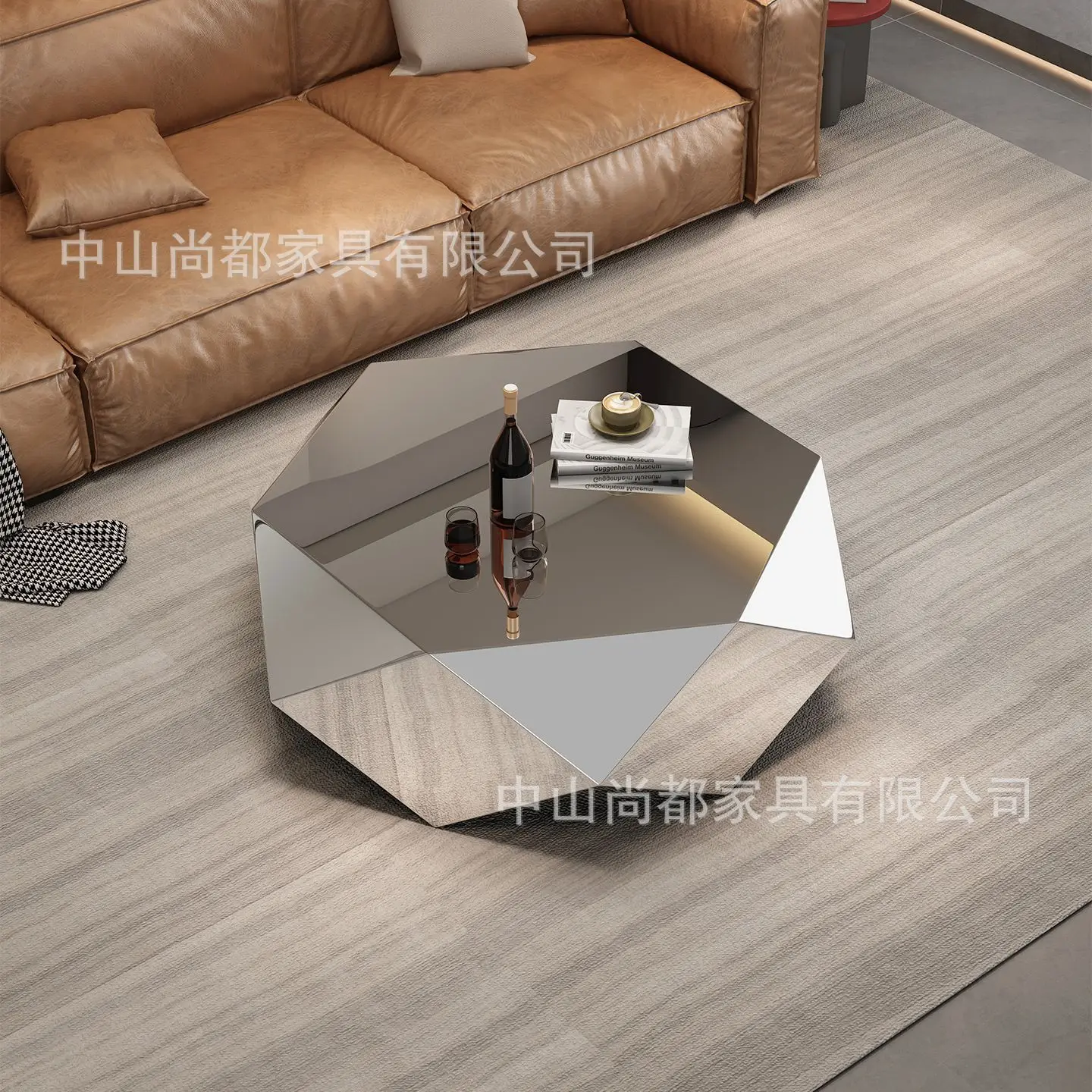 الراقية غرفة المعيشة المنزل مصمم ضوء الفاخرة الحديثة الحد الأدنى على شكل خاص الفولاذ المقاوم للصدأ الماس طاولة القهوة الخفيفة Luxu #1