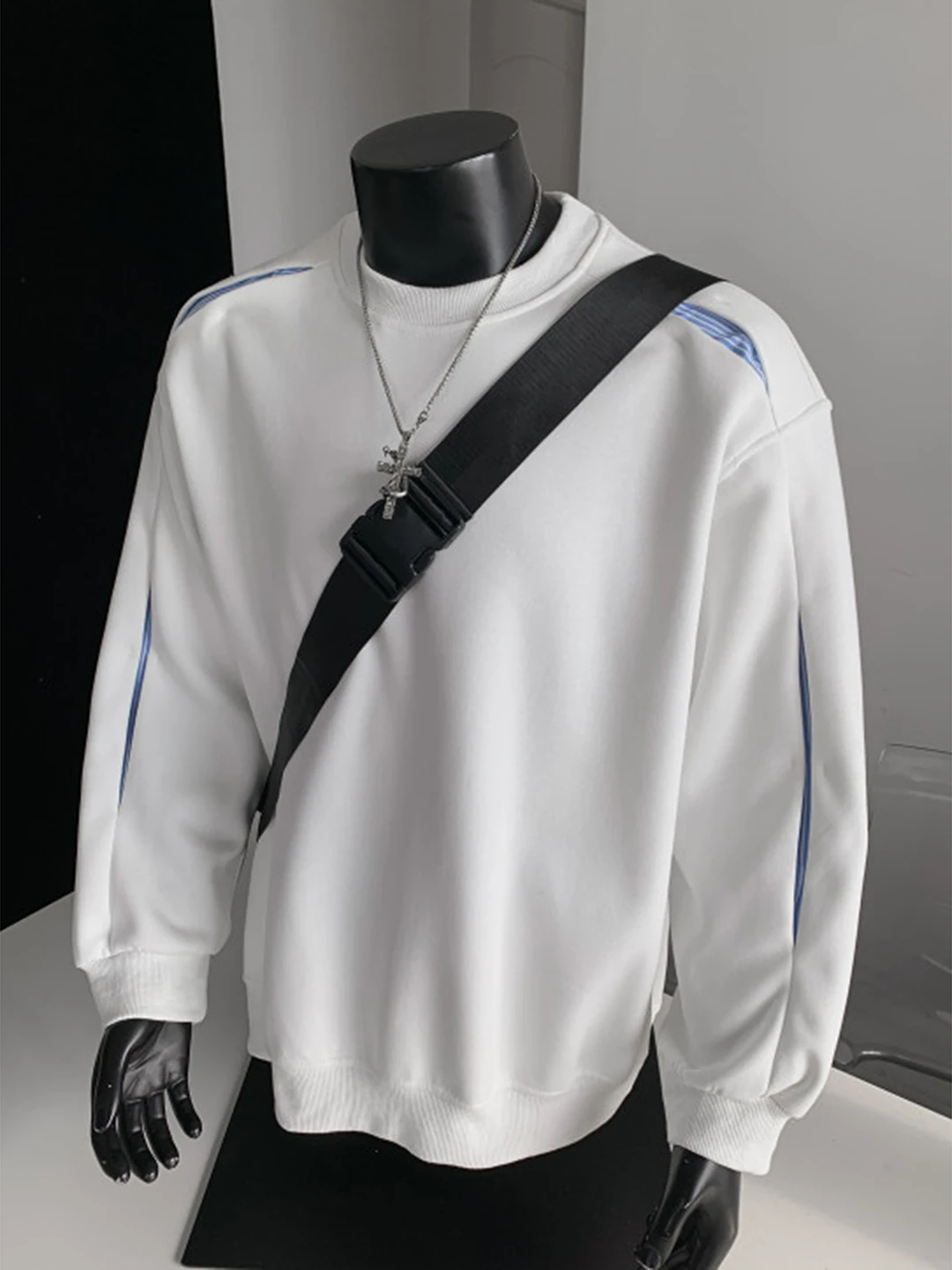

Heavyweight Deconstructed Patchwork Hoodie Men's Long Sve T-irt Autumn American Sle Small Collar Outerwear for Boys