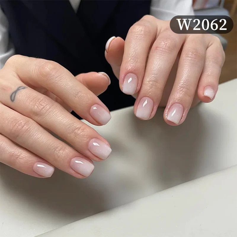 Faux Ongles carrés courts pour femmes, minimaliste, mignon, blanc, Design français, pointes Y2k, fournitures à pression, 24 pièces/ensemble