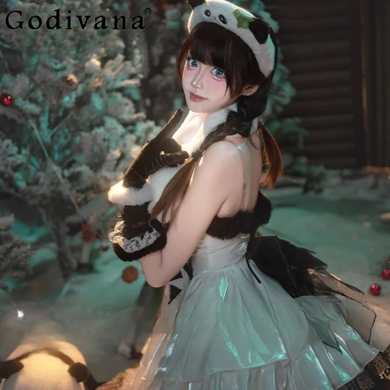 팬더 애니메이션 게임 드레스 여성용 코스프레 의상 2 차원 롤 플레잉 드레스 여성 카니발 애니메이션 복장