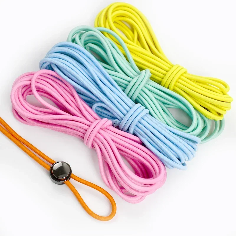 5/10/20M 4mm Multicolor Elastic Band Round Hair Bungee Rope Hat Drawstring Rubber Bands Clothes Spring String Cord Sewing Bias