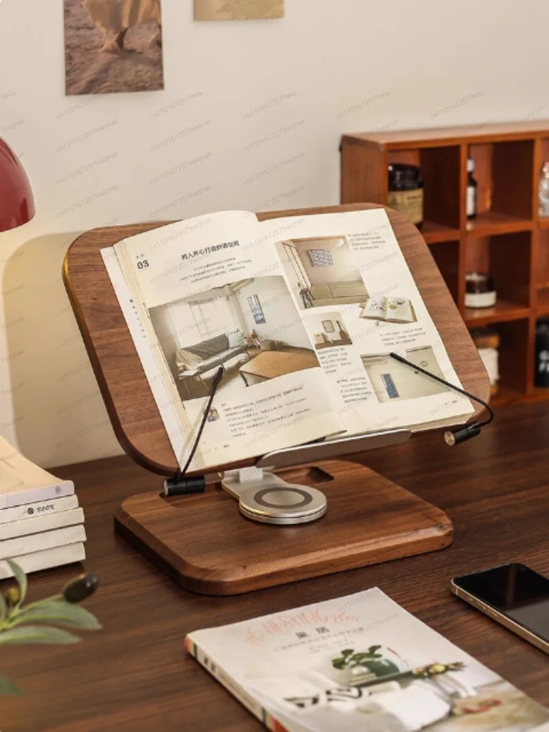 Black Walnut Solid Wood Reading Stand Student Reading Height Increase Stand Painting Book IPad Tablet Notes Portable