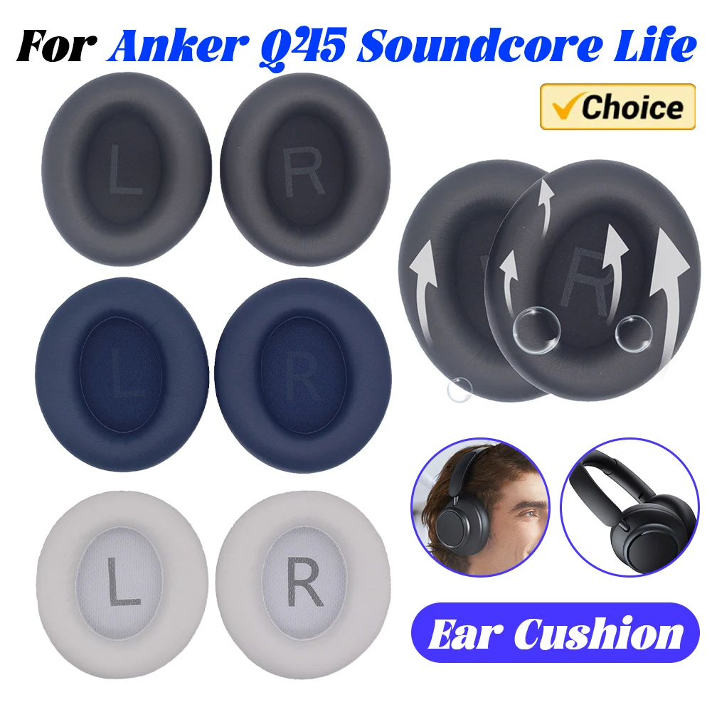 Ear Pads for Anker Q45 Soundcore Life Headphone Protective Cover Protein Leather Headset Ear Cushion Replacement Ear Pads