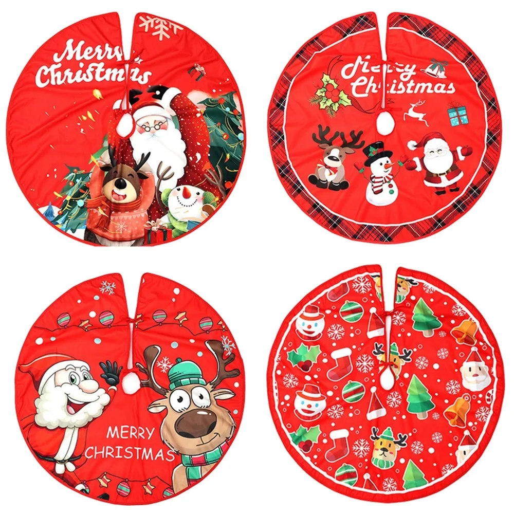 Party Decor Christmas Tree Skirt Merry Christmas Snowman Santa Elk Outdoor Blanket Happy New Year Tree Accessories