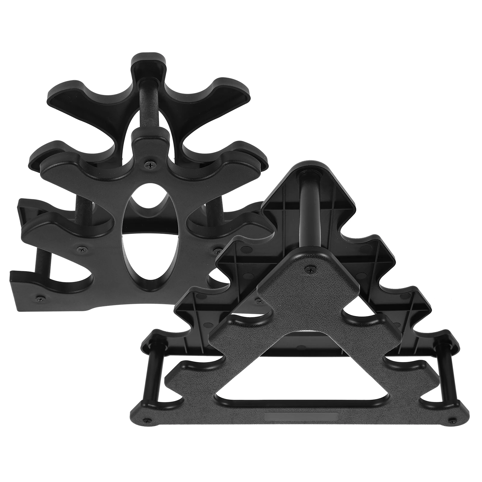 

2pcs Dumbbell Rack Black PP 12kg Fitness Stand Holder Compact Durable Home Gym Triangle Leaf Storage Solution