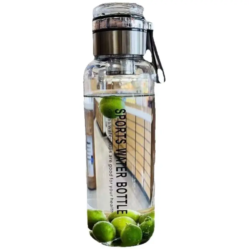 Food Safe Portable Glass Water Bottle 1000ml/750ml Clear Transparent Cup for Milk Juice Student Back to School