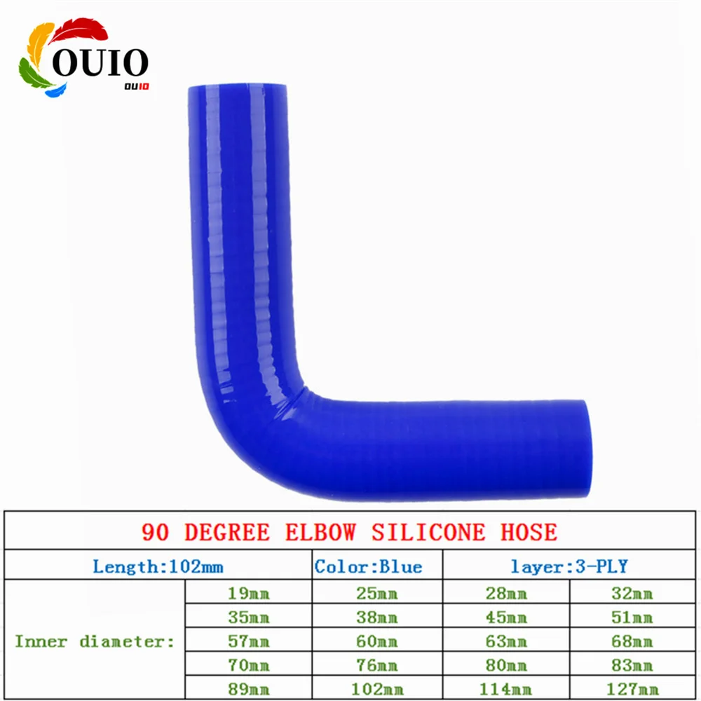 

Silicone Hose Elbow Coupler Joiner Pipe ID:19mm-127mm 90° Degree Leg 102mm