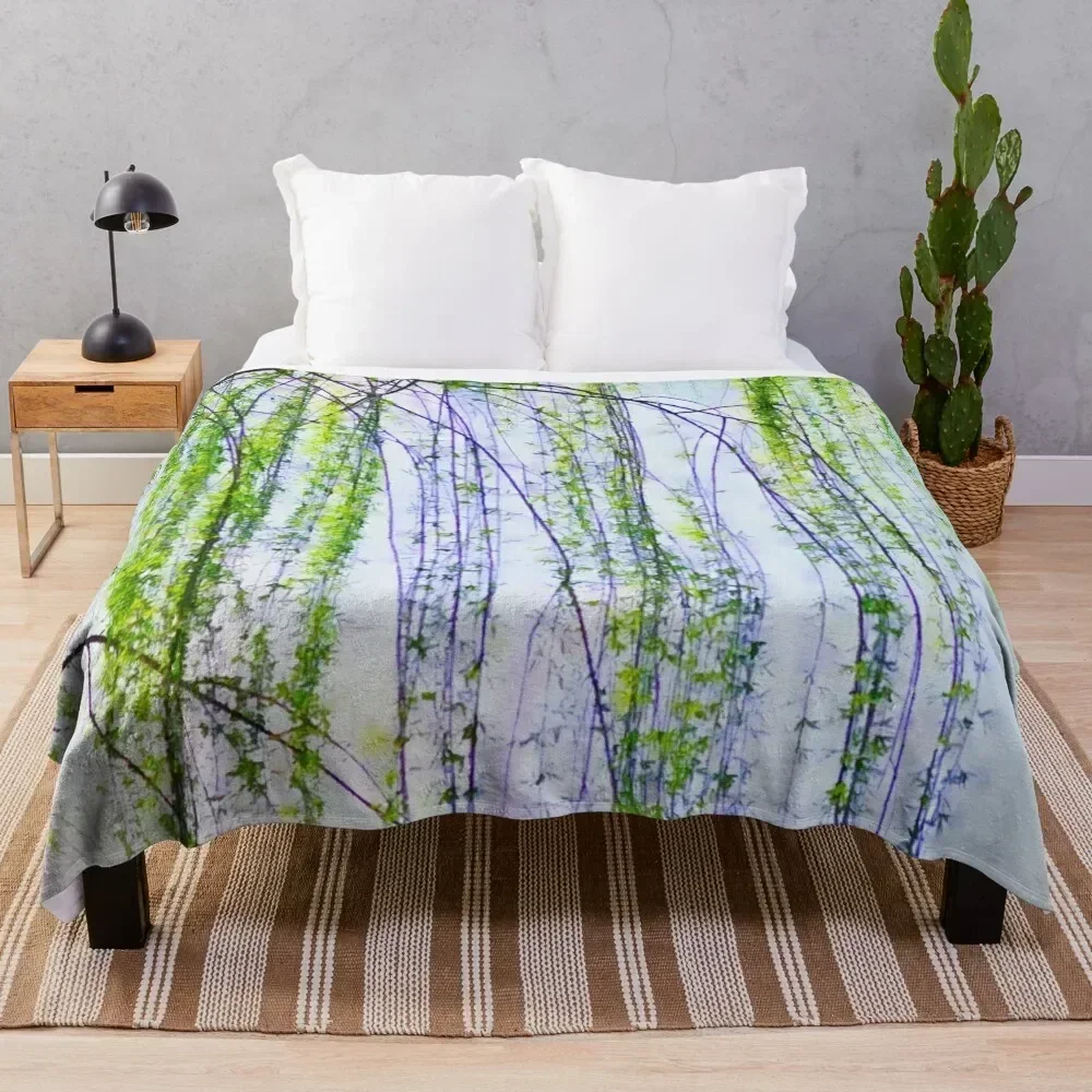 

Weeping willow watercolor painting #2 Throw Blanket Vintage Decorative Sofas Thermals For Travel Blankets