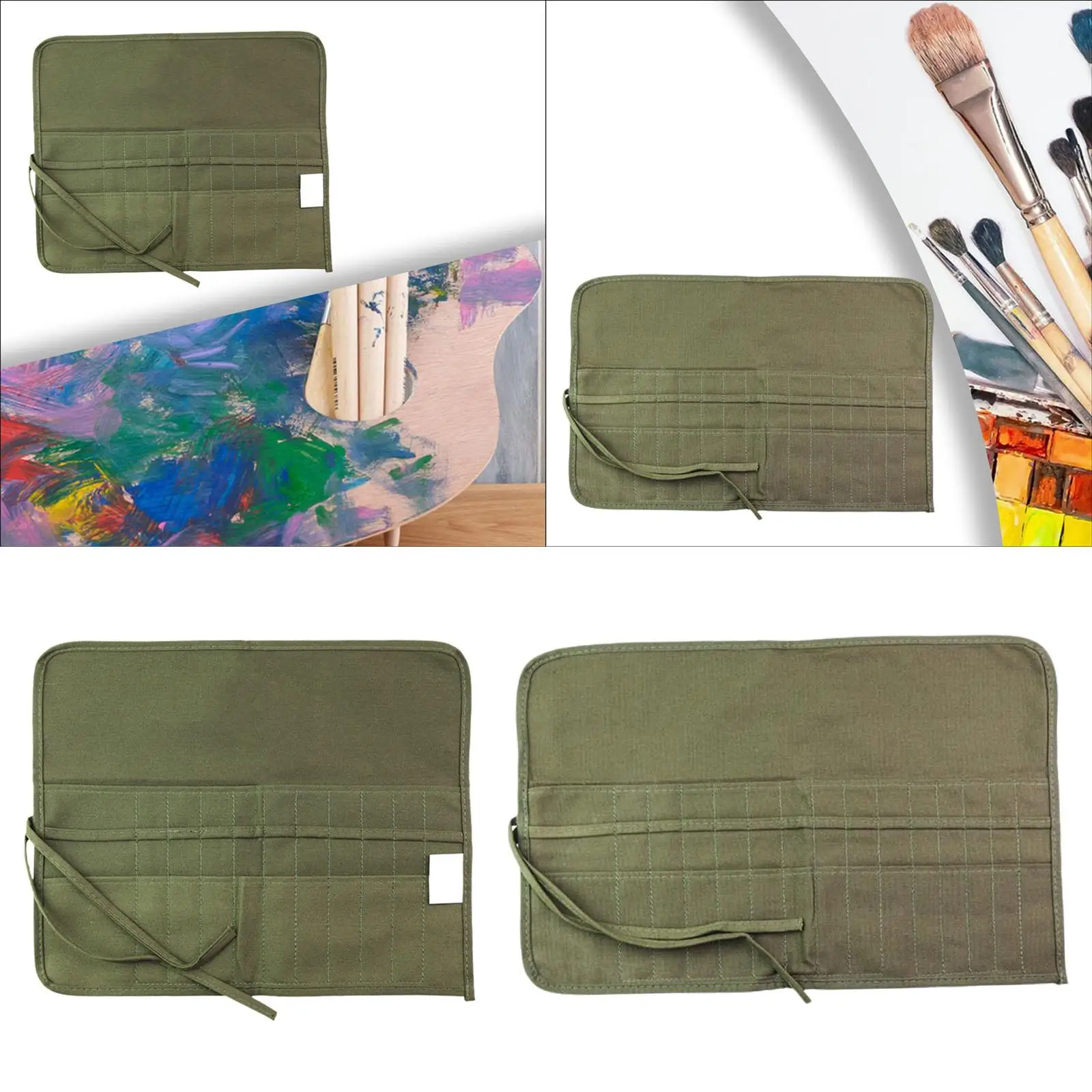 Imagem -02 - Portable Canvas Art Paint Brush Holder Roll-up Pencil Case Brush Pouch Slot Bolsos Carry Pouch para Artistas Proteger Art Supply