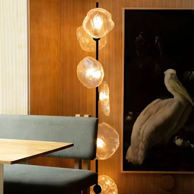 2026 New Designer Glass Floor Lamp, Smoky Grey/Transparent Lampshade, Suitable For Living Room And Café Decoration Lamp