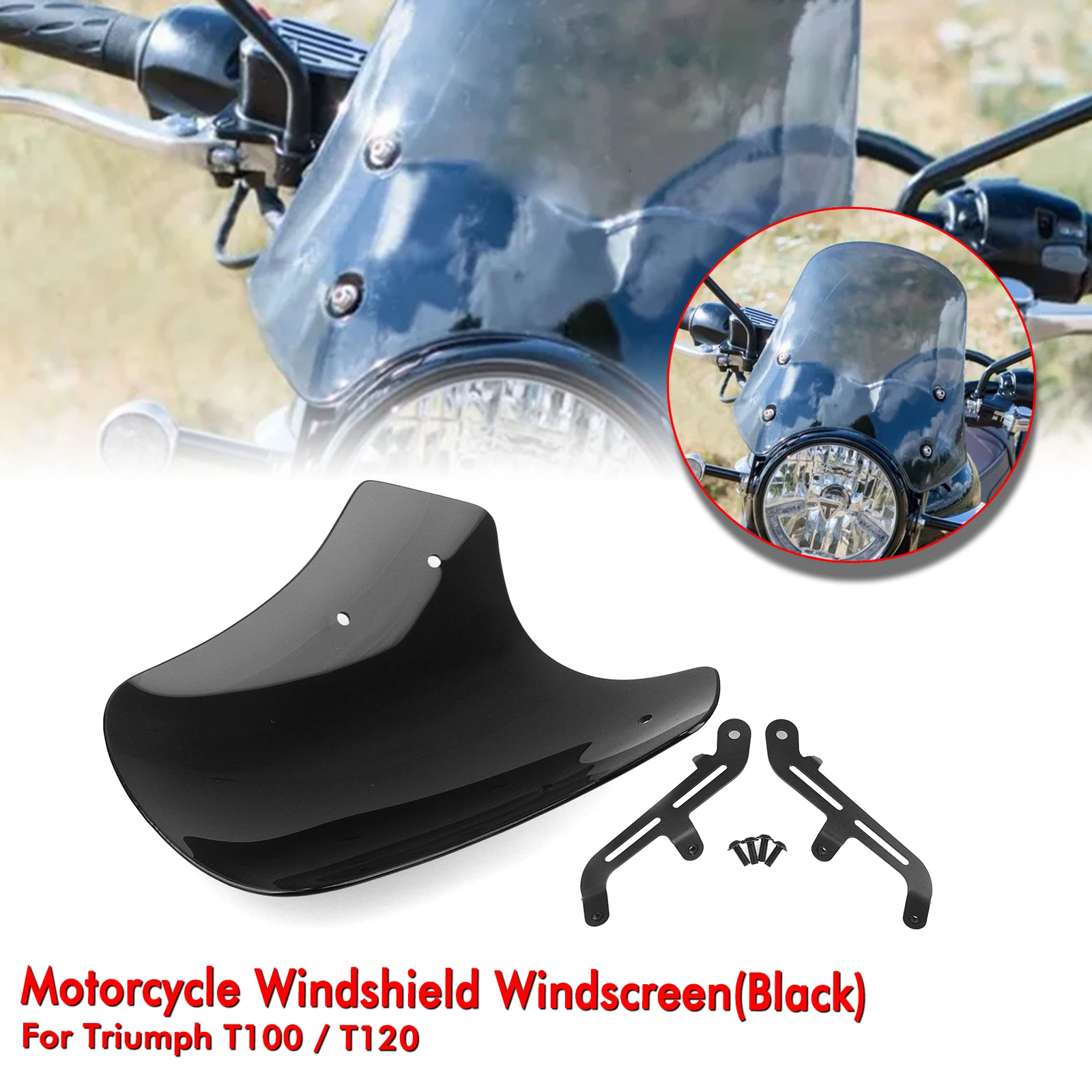 

Motorcycle Windshield Windscreen Wind Deflector For Triumph T100 T120