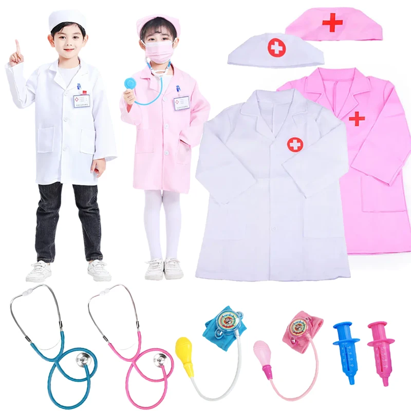 Children Doctors Toy Pretend Play Toys Doctor Nurse Coat Simulated Stethoscope Role-playing Games Festival Gift for Kids TMZ