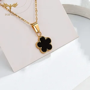 Black flower jewelry set for women, gold stainless steel, earrings, pendant, necklace, chain, brand, jewelry accessories, fashion 12 Main Sales Black Set - №10