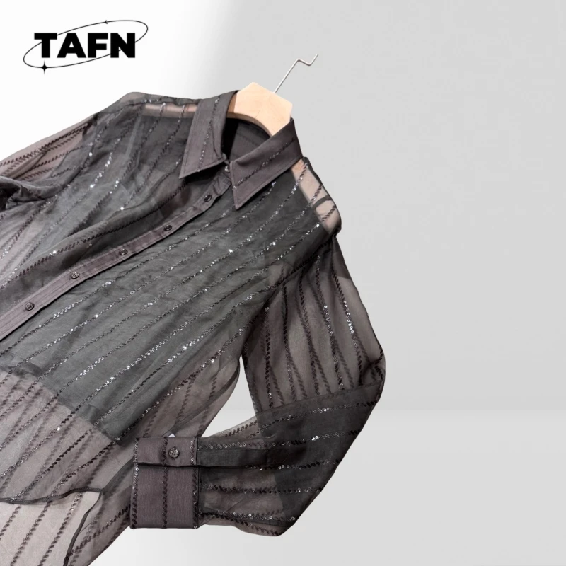 셔츠 하이 스트리트 편안하고 세련된 모든 매칭 여성 리넨 셔츠 튜닉 스타일 캐주얼 루즈 블라우스 캐주얼 통기성 AF2104