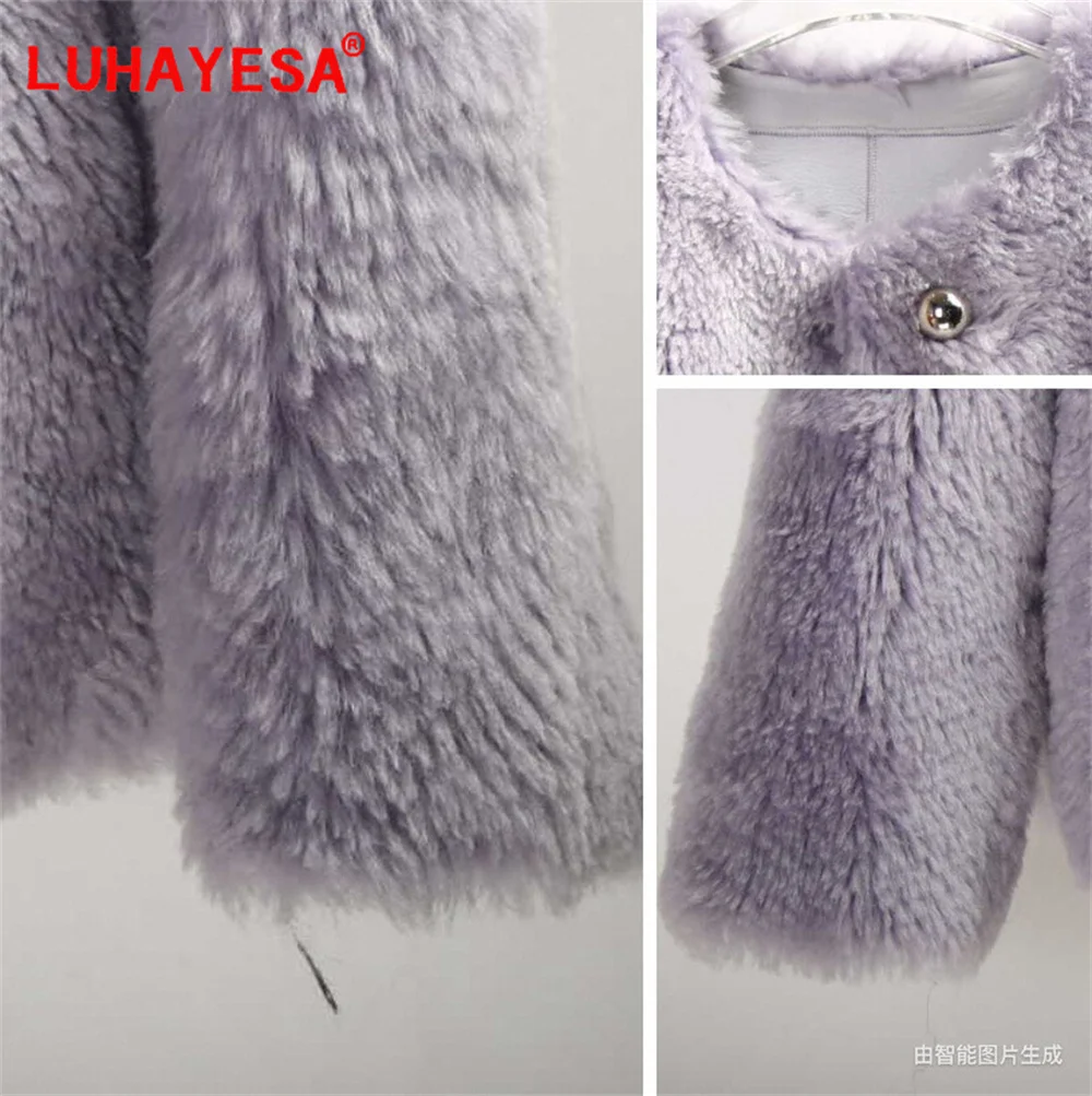 2024 Violet Australia Lamb Fur Shearling Clothes Women Fashion Luhayesa Winter Short Natural Fur Jacket