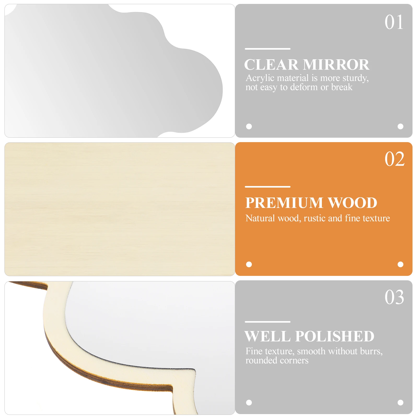 Espejo de madera con forma de nube, acrílico irrompible, sin vidrio, autoadhesivo, montaje en pared, seguro para decoración de dormitorio y sala de estar, 1 ud.