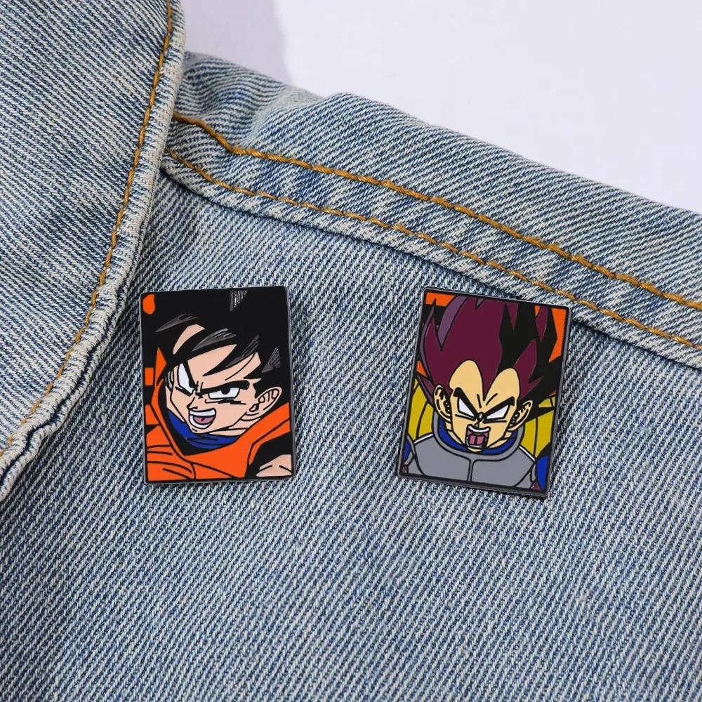 2 Pcs Anime Brooch Creative Son Gohan Funny Enamel Pin Metal Badge Jewelry Clothing Backpack Accessories Gift for Friends