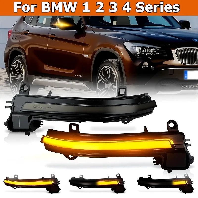 For BMW 1 2 3 4 Series X1 F20 F21 F22 F30 F31 F34 F32 E84 i3 LED Dynamic Turn Signal Light Flowing Water Blinker Flashing Light