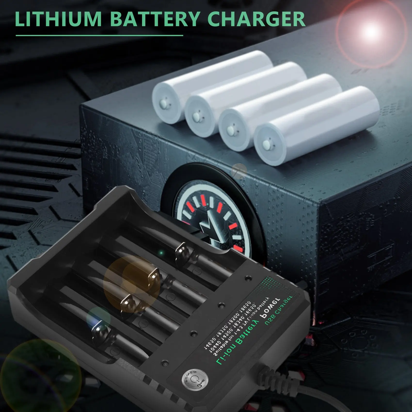 18650 Lithium Battery Charger 4 Slot 3.7V Smart USB Charging Stand 14500 Bright Flashlight