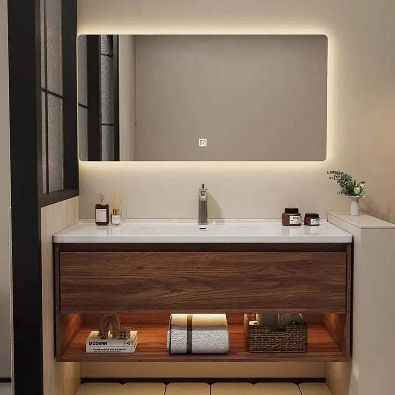 Bathroom cabinet, bathroom ceramic integrated face wash basin combination
