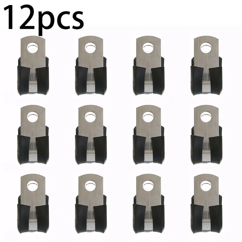 12Pcs Brake Pipe Clip Fuel Line Hose Water Pipe Air Tube Clamps Fastener Rubber Lined P Clips 5/16