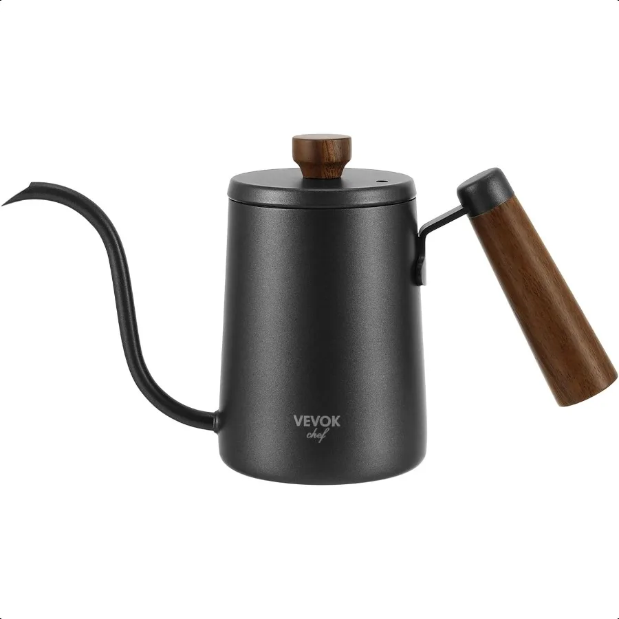 

Mini Gooseneck Kettle with Wooden Handle 20 Ounce 550ml for 2 Cups Stainl Steel Narrow Long Spout Small Tea Water Coffee Kettle