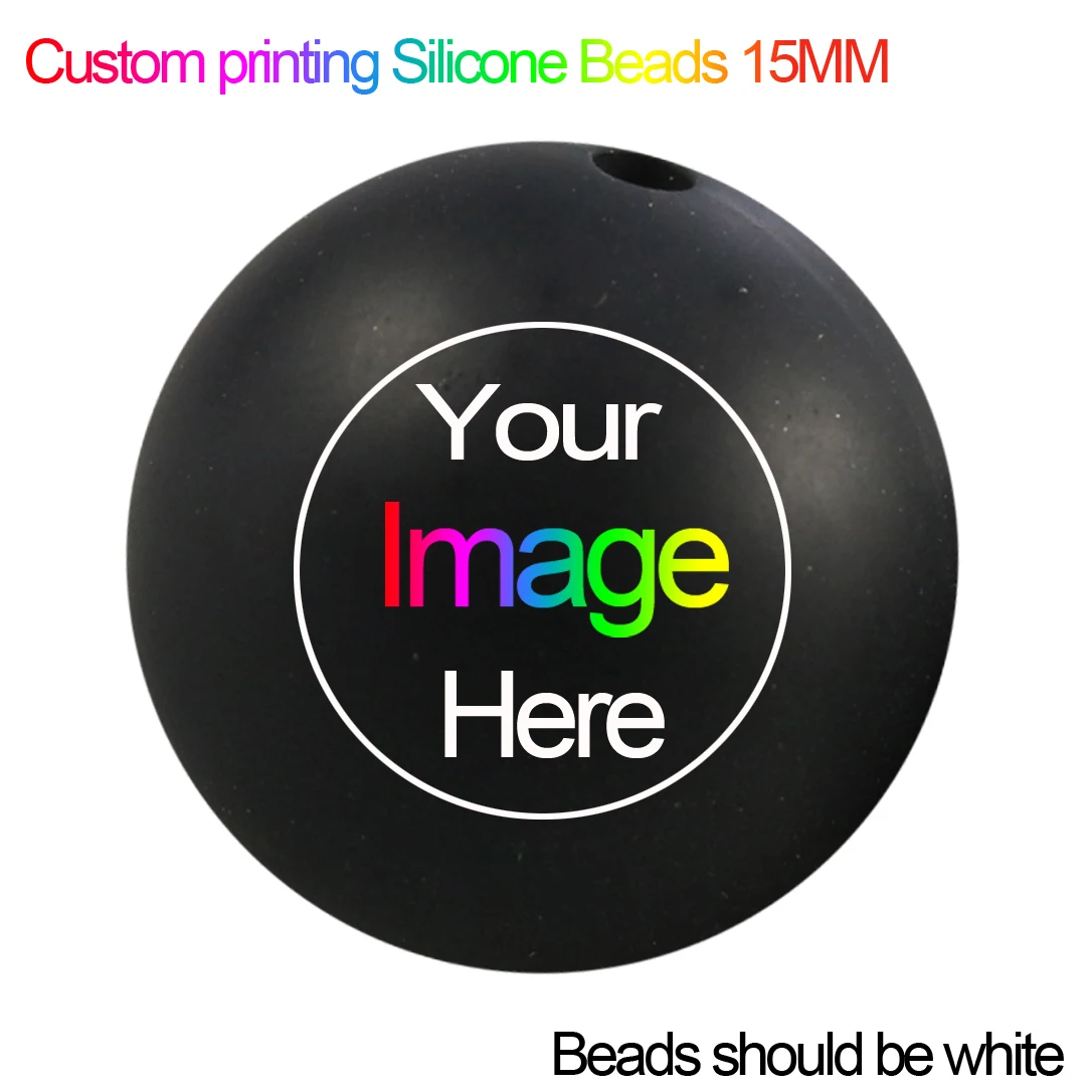 

Custom Printing 15MM Silicone Beads 500Pcs DIY Customized Your Own Text For Pen Beaded Making Jewelry Bracelet Necklaces
