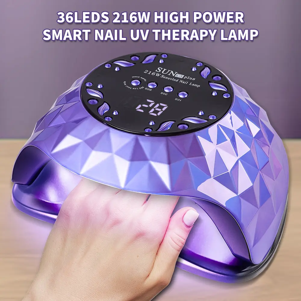 Secador de uñas UV LED de 216W, lámpara para curar todos los esmaltes de uñas de Gel con detección de movimiento, equipo profesional de herramientas de salón de manicura