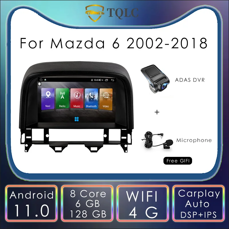

Автомобильный радиоприемник Android для Mazda 6 2002-2018 Carplay, DVD, мультимедиа, стерео, Wi-Fi, Авторадио, навигация, головное устройство 4G 6 + 128G 4G DSP IPS