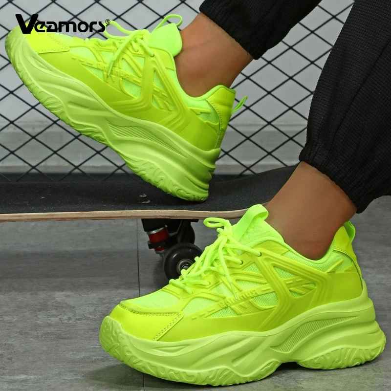 

Trendy Platform Women Running Shoes Breathable Men's Casual Sports Shoes Fashion Lace-up Daily Sneakers for Jogging Walking
