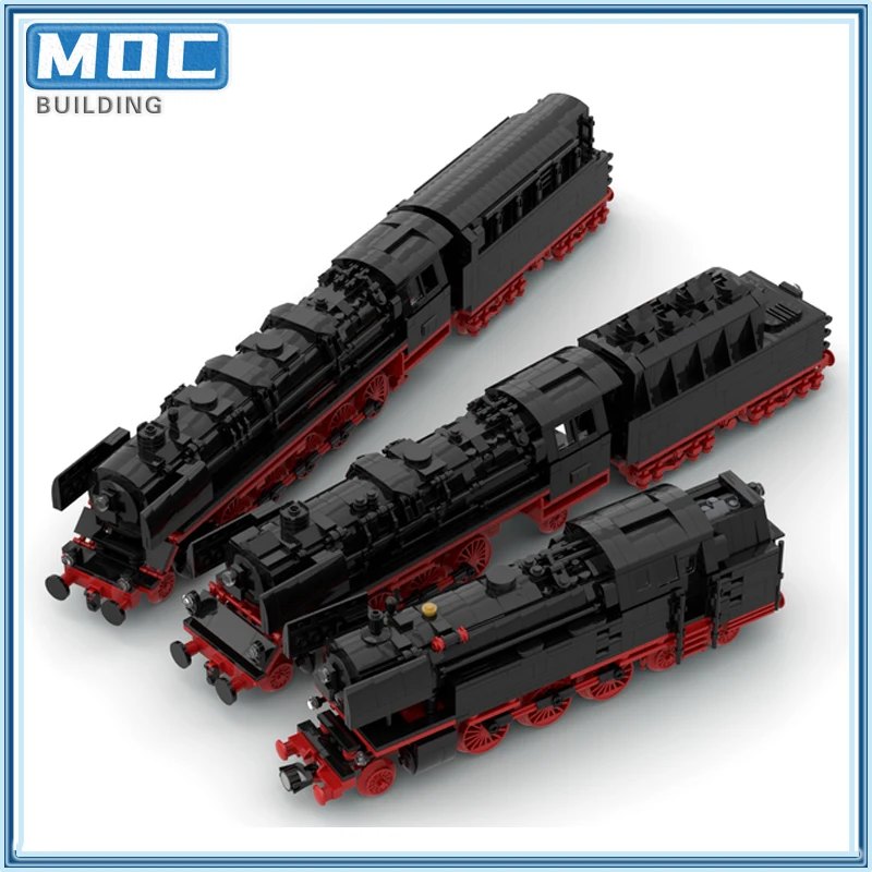 

City Train MOC Building Blocks German Steam Locomotives Moc-Pack BR23 BR44 BR66 Car Railway Machine Technology Bricks Toys Gifts