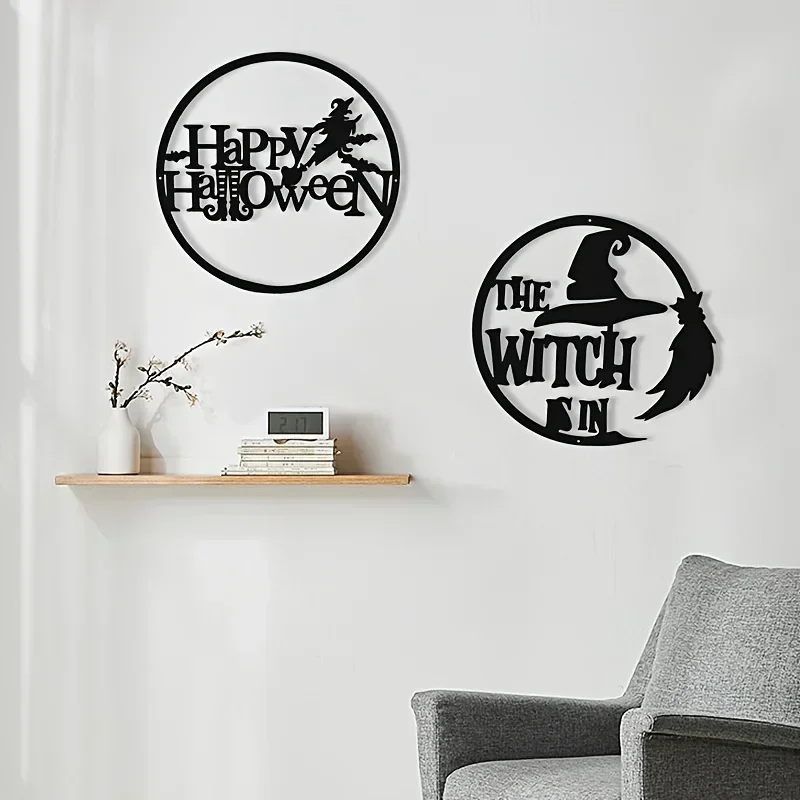 metal iron Metal Home Decor Halloween Witch Pumpkin Pattern Frameless Pendant Kids Room Kindergarten Livingroom Nursery Bedroom