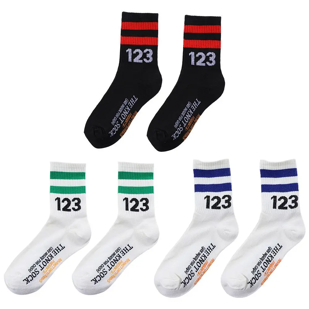 Funny Kawaii Harajuku For Men Sport Cotton Calf Socks For Women 123 Women Socks Number Socks Unisex Hosiery Middle Tube Socks