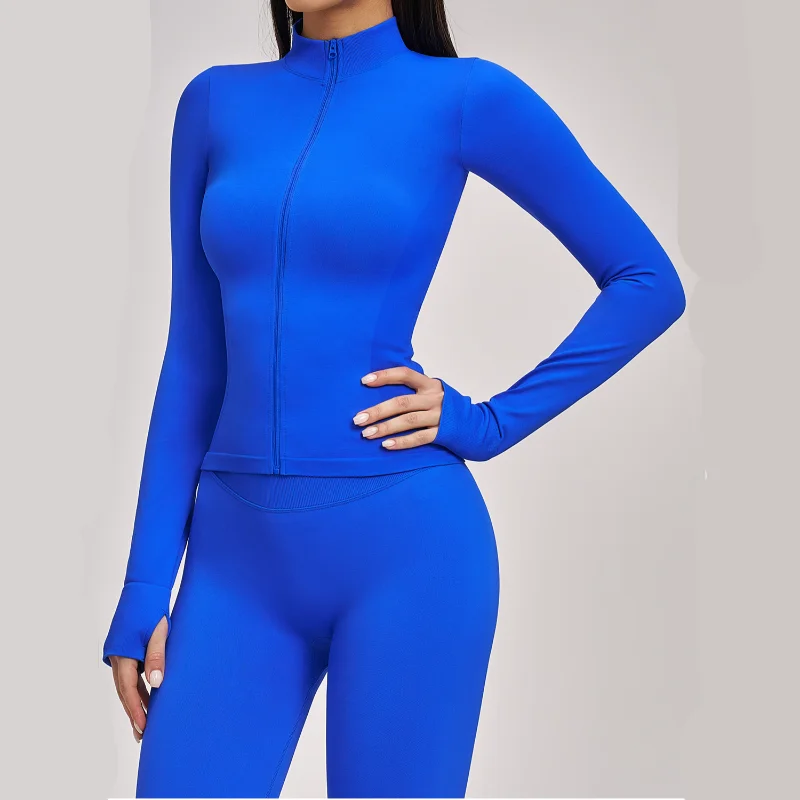 

Seamless Yoga Long Sleeve Women Shirts Gym Fitness Zip Jackets Running Training Workout Yoga Clothes Fitness Track Sport Top