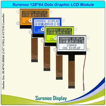 Écran d'affichage graphique LCD Tech avec rétroéclairage LED, panneau LCM, COG, 2.42 pouces, 12864 ogénéX64 NT7538