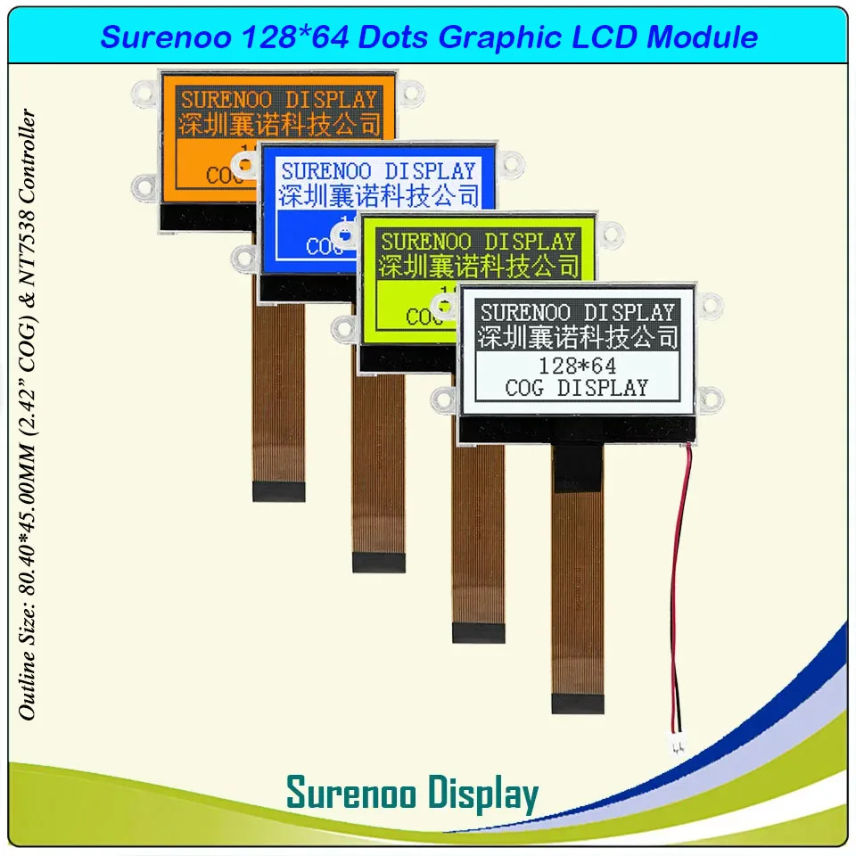 2,42 "128664 128X64 NT7538 COG graficzny moduł LCD ekran wyświetlacza Panel LCM z podświetleniem LED