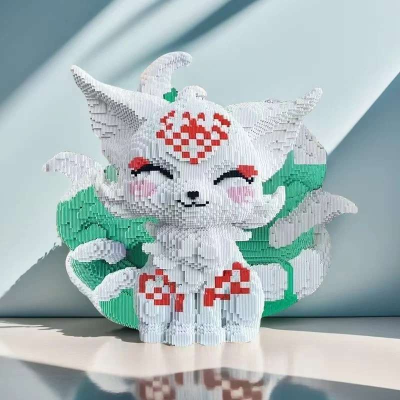 

5682-Piece Green Nine-Tailed Fox Building Block Set, Party Games, Office and Home Decoration, DIY Handmade Kit, Creative Assembly Toys