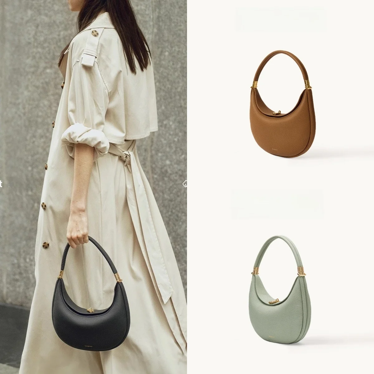 حقيبة نسائية شهرية جديدة لعام 2025، حقيبة هلال من سلسلة Pine Moon، حقيبة كتف جلدية تحت الإبط، نسائية أنيقة وفكرية #2