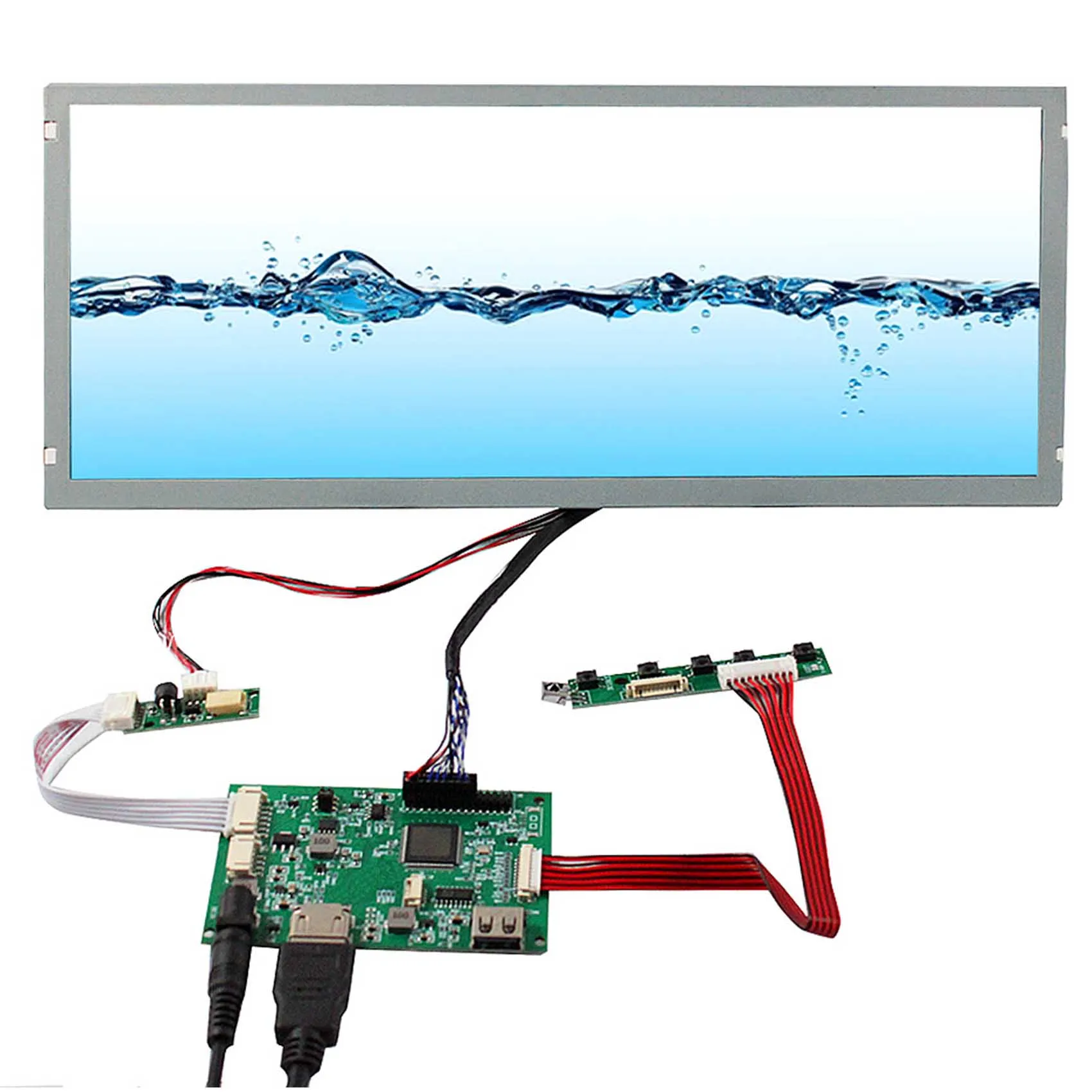 

HD MI USB 20pins LVDS Control Board 12.3" 1280x480 LQ123K3LG01 TFT Wide LCD Panel