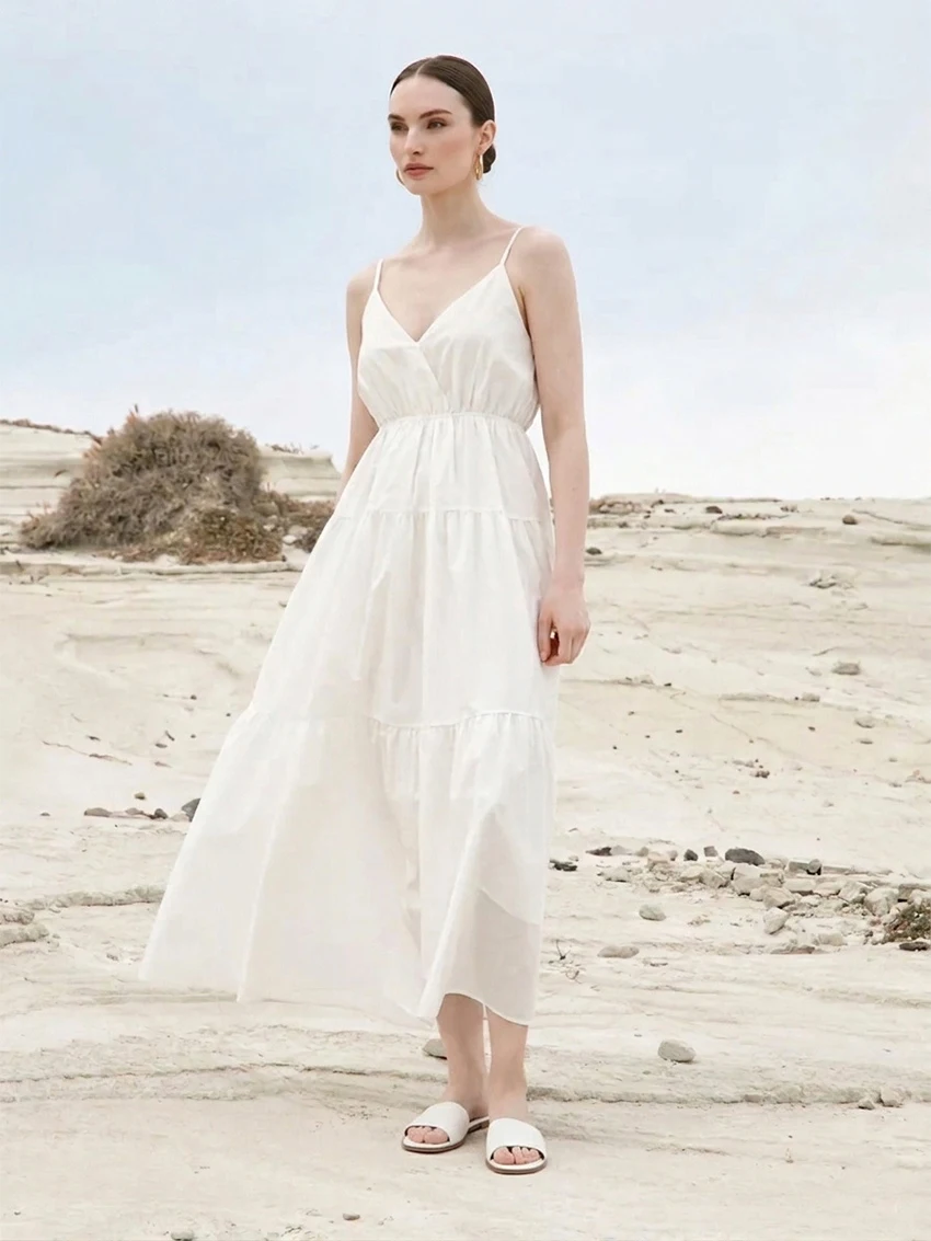 

Parc Fee Summer Loose Black Cotton Women's Dress 2026 Sexy Strap Sleeveless Ankle Length Dresse Elegant Classic Female Dress