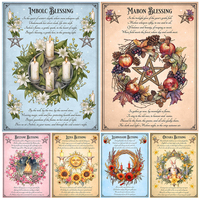 Witch Almanac Book Of Shadows,Vintage Wall Art Canvas Print,Witch  Altar And Witchcraft Art Poster Print,Sabbat Decor Unframed