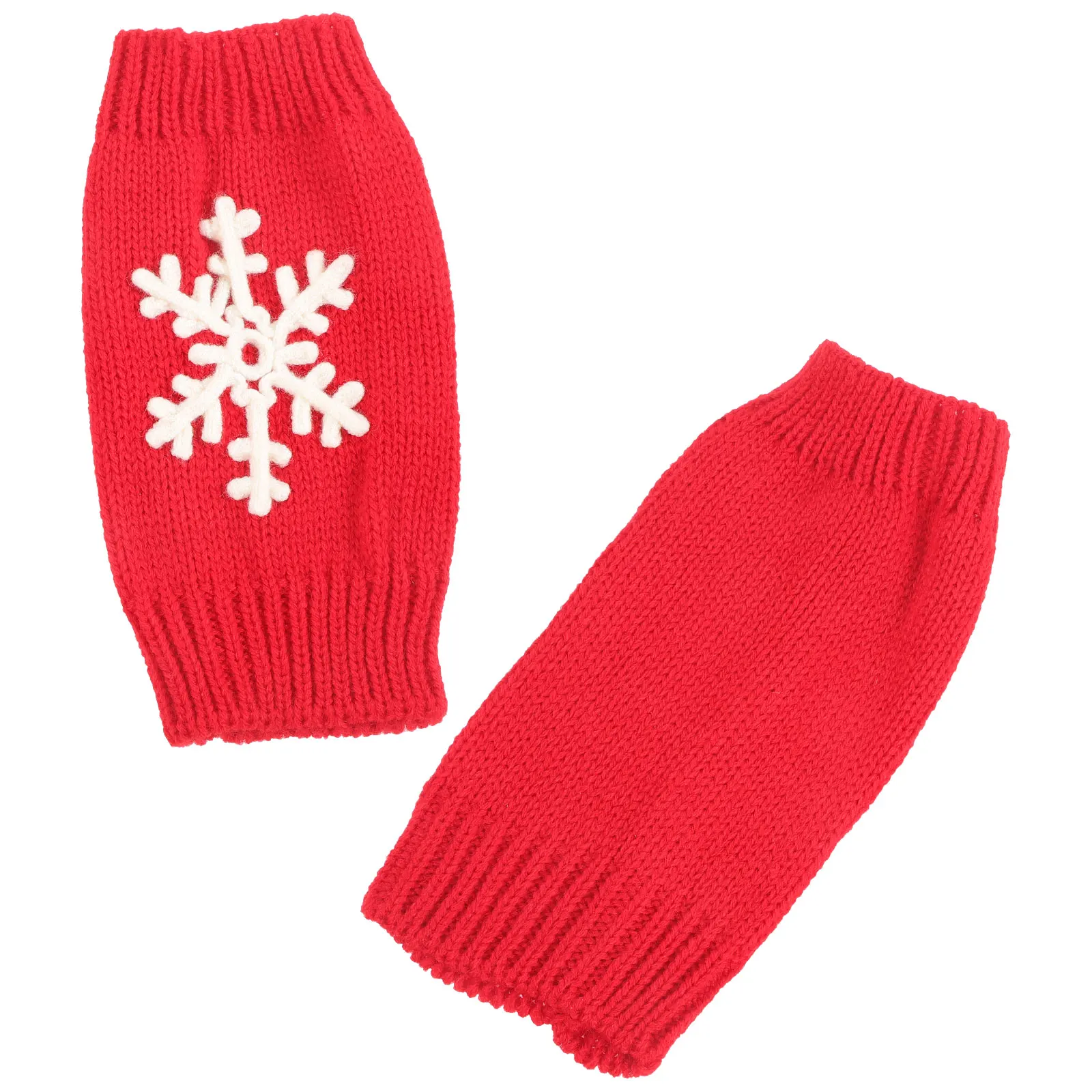 

1 Pair Red Snowflake Knit Fingerless Gloves Women Christmas Warm Mittens Soft Ladies Riding Cute Holiday Gift Winter Thermal
