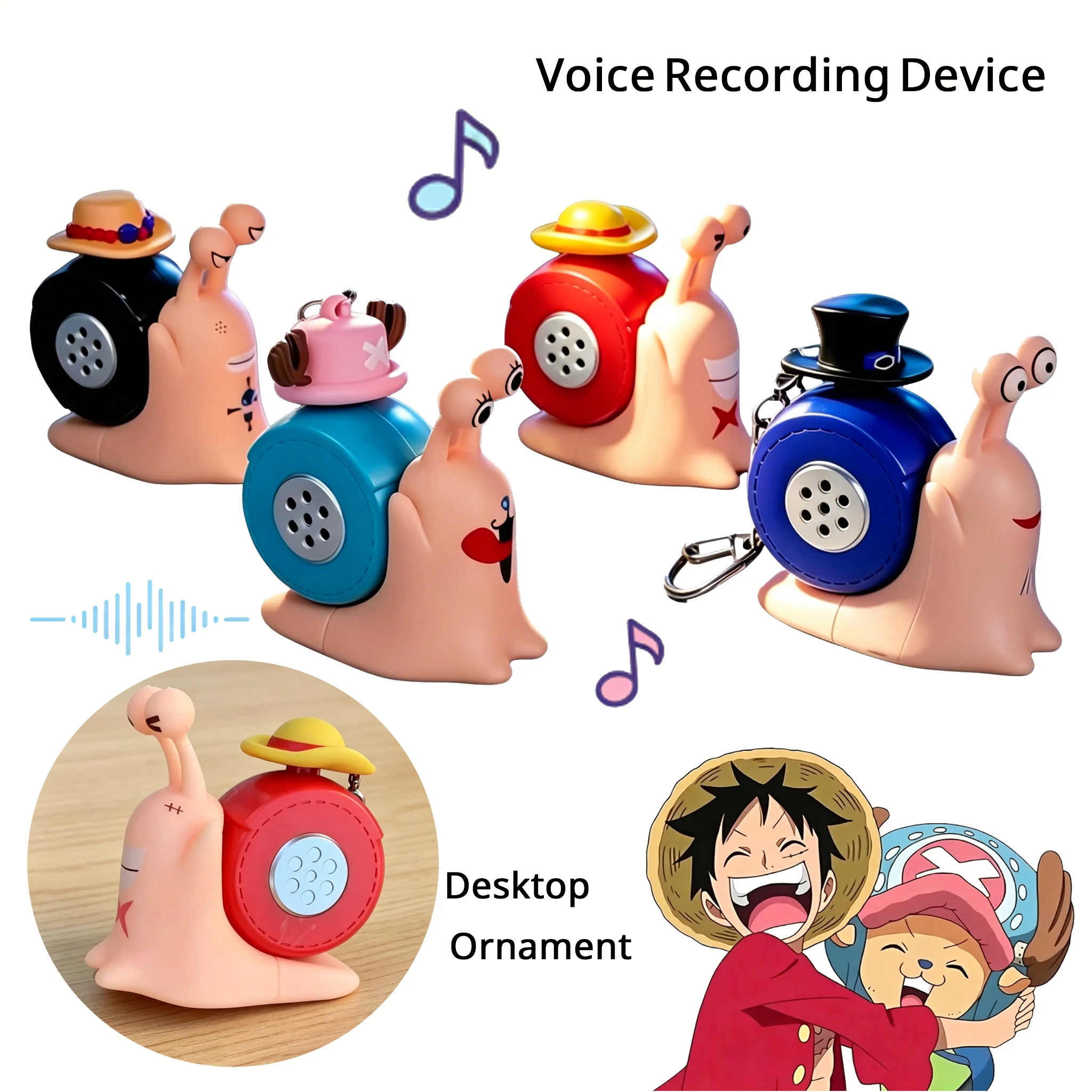 One Piece Den Den Snail Mushi Voice Recording Keychain Cute Sound