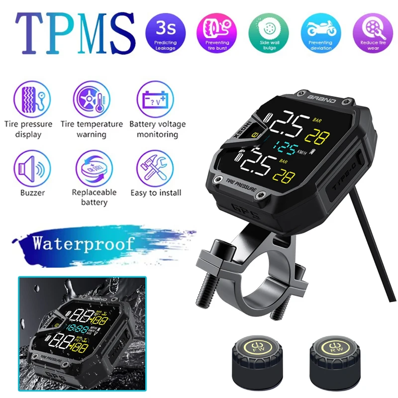 

TPMS Motorcycle Tire Pressure Monitoring System With Exteral Sensors Smart Tyre Alarm Kit Universal Motorbike Accessories