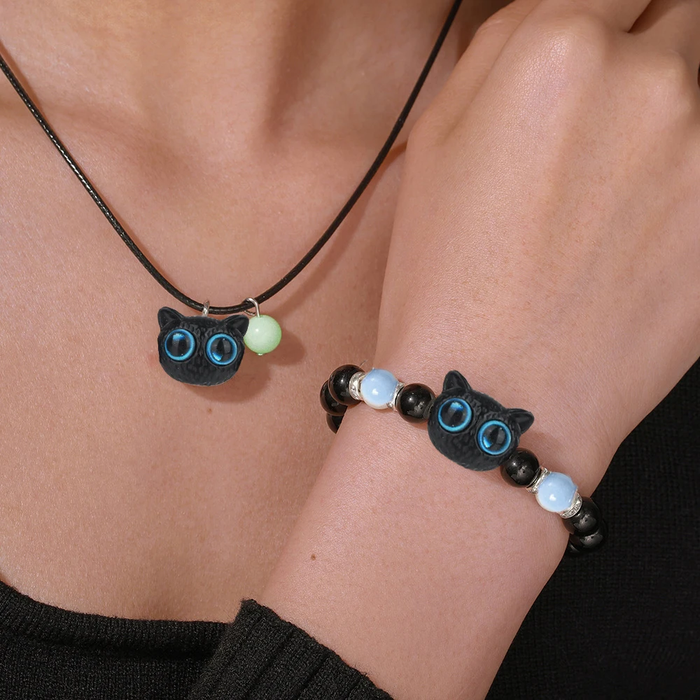 2026-черные-подвески-с-котом-женские-ожерелья-эластичные-гибкие-браслеты-для-женщин-черные-акриловые-бусины-круглые-ножные-браслеты-модные-украшения