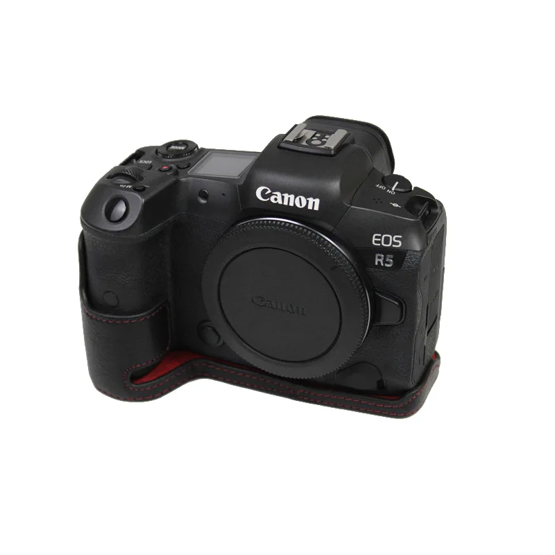 Genuine Real Leather Case Camera Bag Pouch Half Body Base for Canon EOS R5 R6 R6 Markii R6ii Protective Opening Bottom Cover