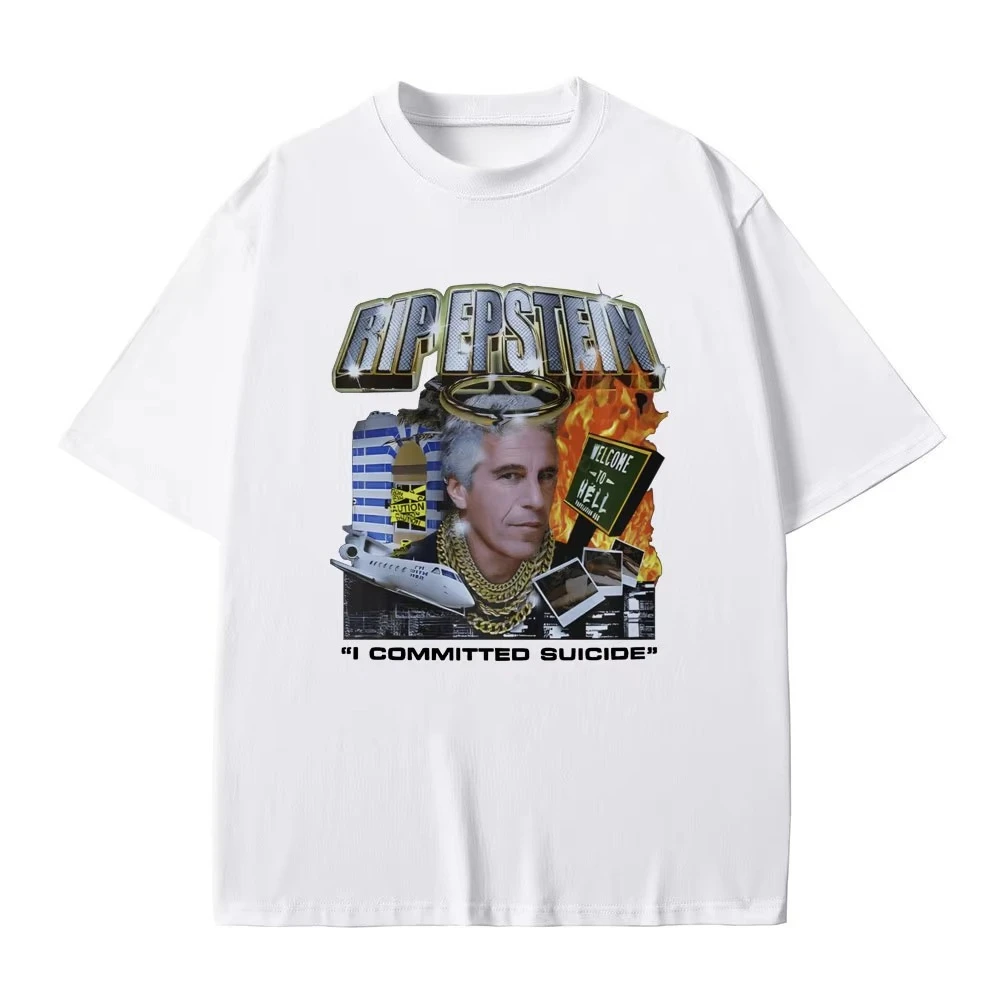 جيفري إبستين وشتت الانتحاري الجرافيك تي شيرت الرجال موضة عادية تي شيرتات قصيرة الاكمام الرجال لينة المتضخم تي شيرت للجنسين
