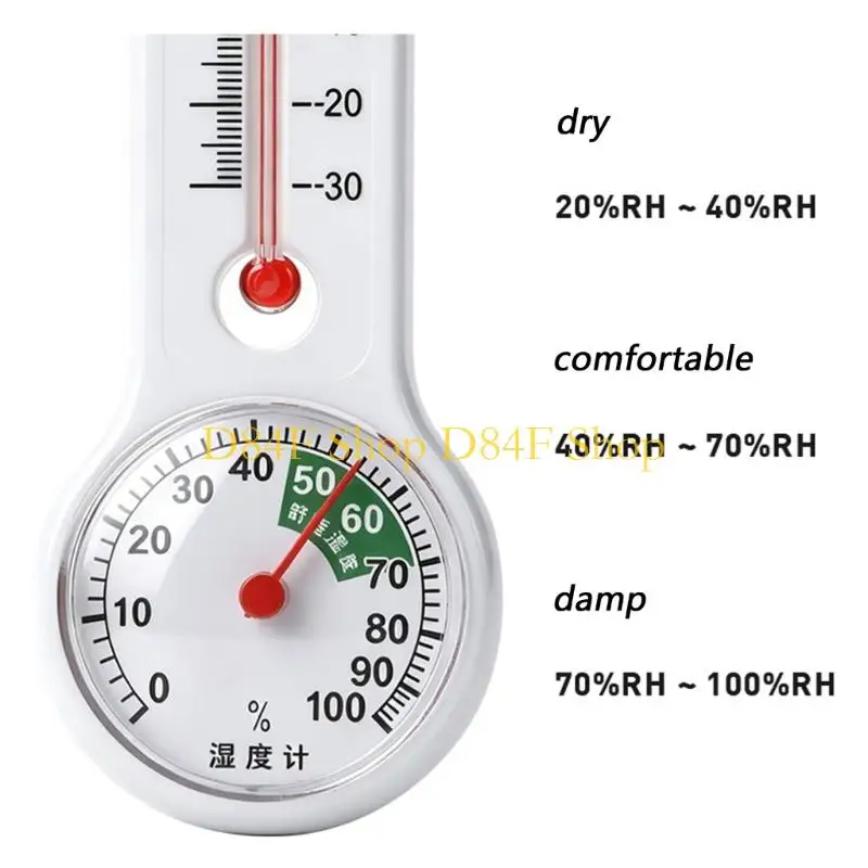 D84F Analog Wall Thermometers Hygrometer Battery-Easy for Home and Greenhouse Check